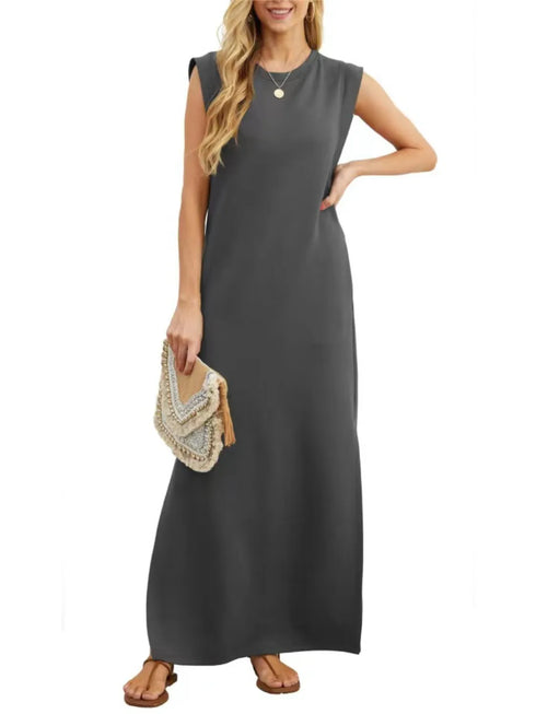 full-size-slit-round-neck-sleeveless-maxi-tank-dress-plus-size OhSoStyled - Sophia's Style in Dark Green-12